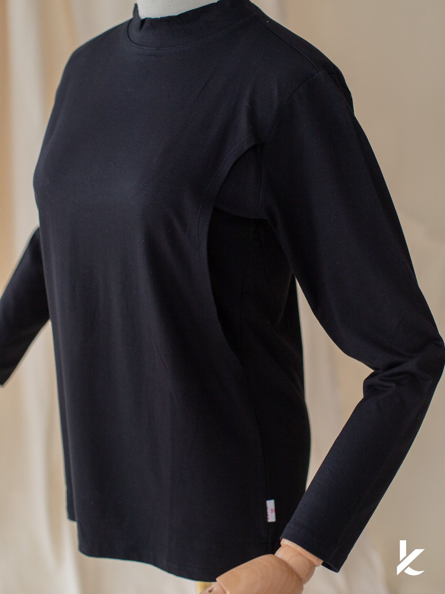 Innerwear Long Sleeve Nursing Shirt in Black