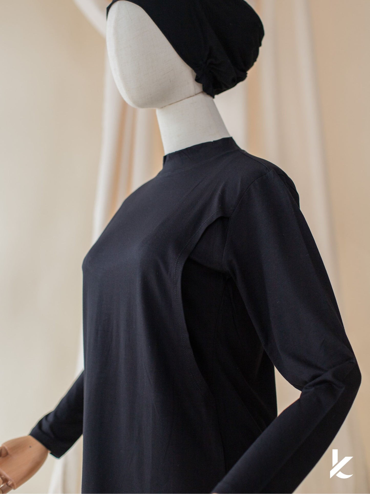 Innerwear Long Sleeve Nursing Shirt in Black