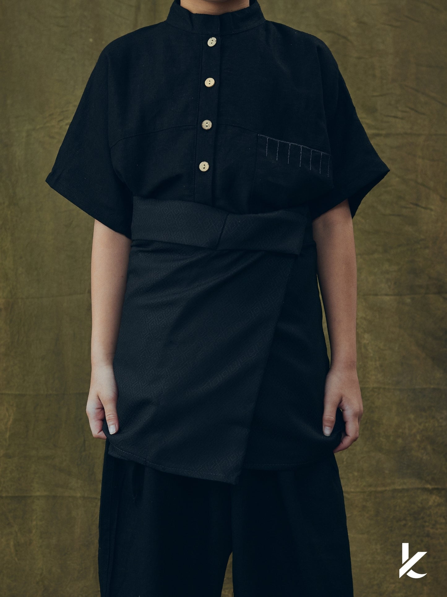 Kurta Betara Kids Set in Hitam