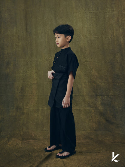 Kurta Betara Kids Set in Hitam