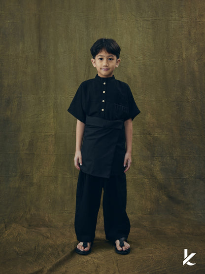 Kurta Betara Kids Set in Hitam