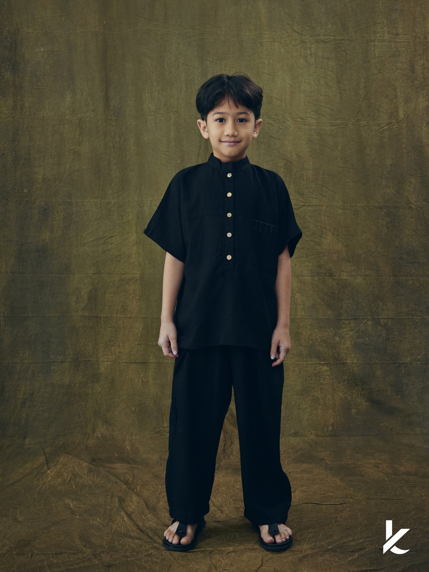 Kurta Betara Kids Set in Hitam