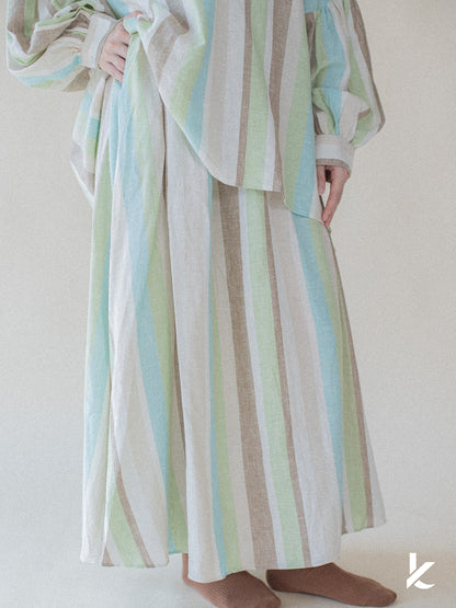 [Kaen.co X Padusi] Odie Set in Green Blue Stripe